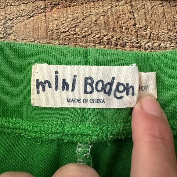Mini Boden Boys' Size 10 Green & Striped Drawstring Shorts - Picture 3 of 8